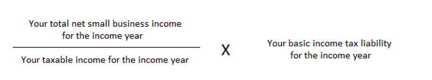 calculate small business tax offset formula