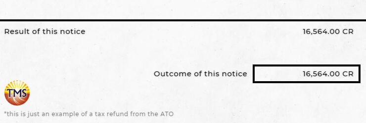 An image of a example of a tax refund from the Australian Taxation Office